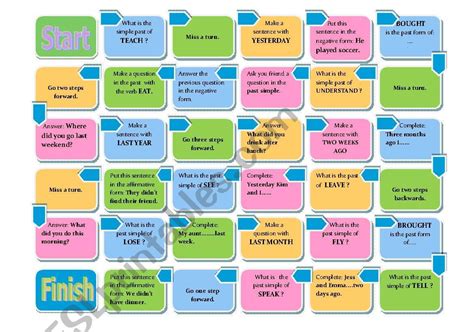 Past Simple Board Game Esl Worksheet By Izabelbello