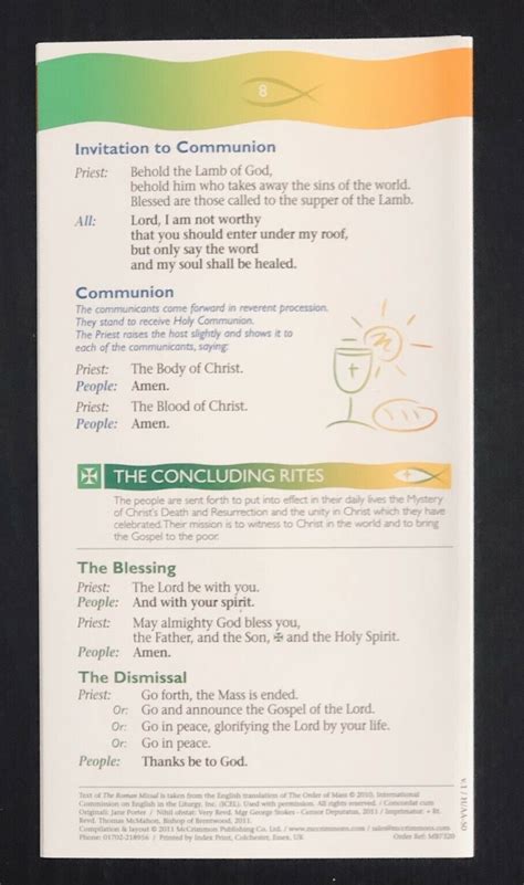 The Order Of Mass Catholic Mass Following At Home And Travel Leaflet Booklet Ebay