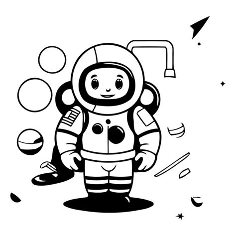 Premium Vector Astronaut With Rocket And Planets In Circle Vector