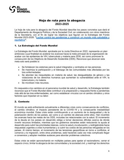 Hoja De Ruta Para La Abogacía 2023 2025 Luchar Contra Las Pandemias