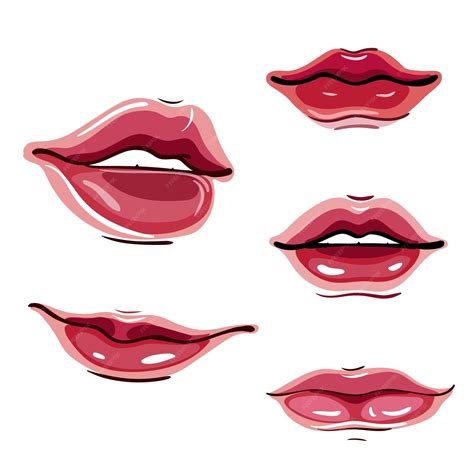 Premium Vector Collection Of Red Lipsisolated Vector Illustration Of