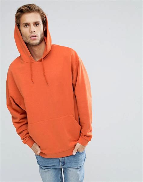 Lyst Asos Oversized Hoodie In Orange In Orange For Men