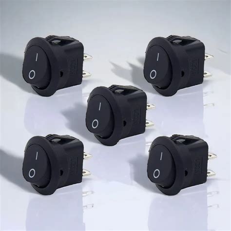 Patoys Pack Of 5 Black Spst 2 Pin On Off Round Boat Rocker Switch Ac