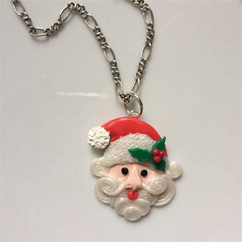 Christmas Pendant Santa Necklace Santa Pendant Christmas Etsy