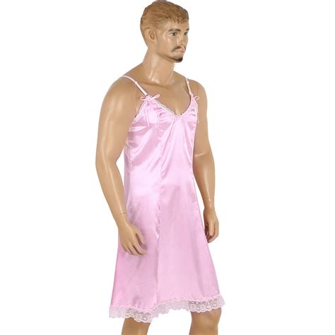 Sissy Men S Lingerie Satin Nightwear Crossdresser Slip Dress Babydoll Nightdress EBay