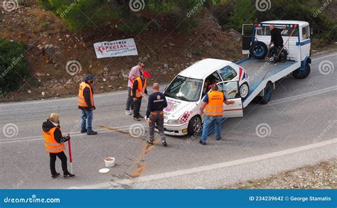 PEUGEOT 106 RALLYE ACCIDENT DIONYSOS CLIMB GREECE Editorial