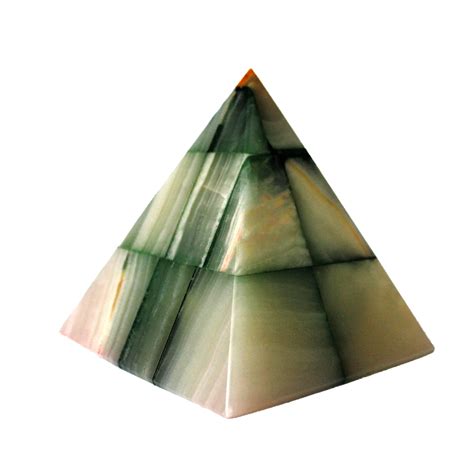 Paper Weight Onyx Patch Work Green Pyramid Natural Aura House