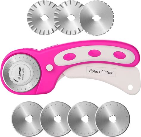 45mm Rotary Cutter Set AGPtEK Pink Rotary Cutter With 7 Replacement