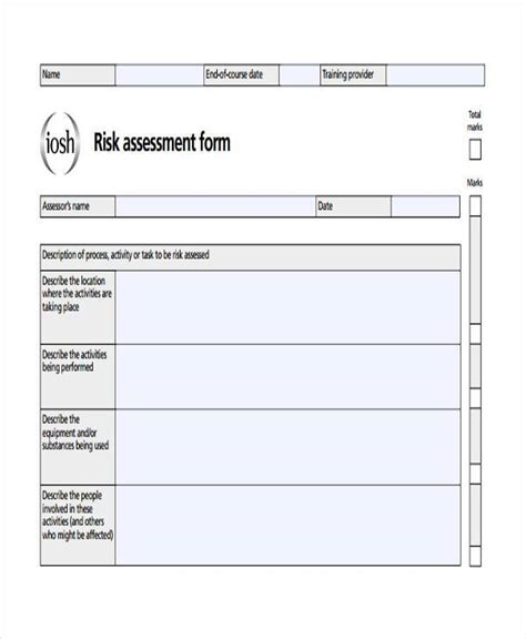 Free Sample Management Risk Assessment Forms In Pdf Ms Word Free