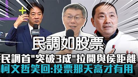 民調首次「突破3成」拉開與侯距離 柯文哲笑回：投票那天高才有用【cnews】 Youtube