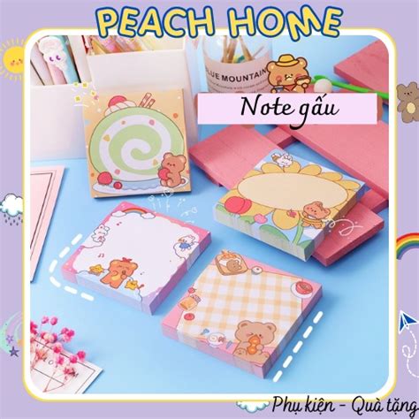 Giấy Note Ghi Chú 100 Tờ Hình Gấu Béo Đáng Yêu Dành Cho Học Sinh Tập