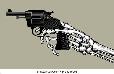 Skeleton Hand Holding Gun Drawing