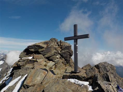 Das Gipfelkreuz steht etwas westlich vom höchsten Punkt hikr org