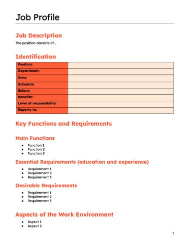 Free Job Profile Template for Word | Google Docs | HubSpot