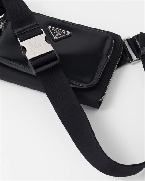 Black Re Nylon And Brushed Leather Shoulder Bag Prada