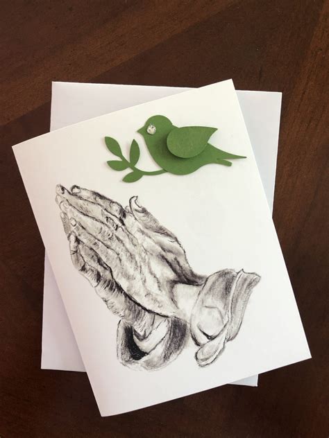 Praying Hands With Bird Sympathy Card Patti Foltz Art