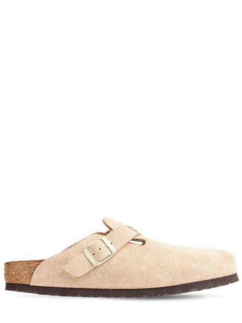 Birkenstock Boston Sfb Nude Suede Sandals In Natural Lyst