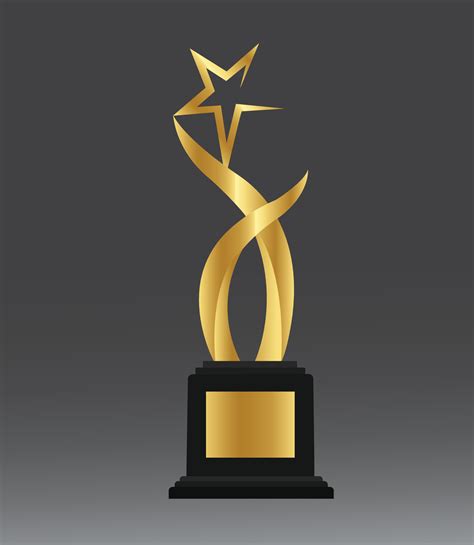 Golden Star Trophy Award Of Different Shape Realistic Set Isolated On