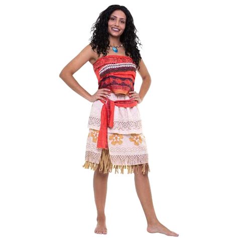 Fantasia Da Moana Adulto - Fantasia Moana Adulto Feminino Com Colar