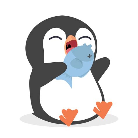 Penguin Eating Fish Clipart
