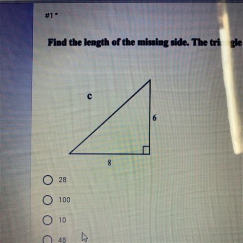 Find The Length Of The Missing Side The Triangle Is Not Drawn To Scale