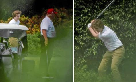 Barron Trump 15 Joins Donald On The Golf Course In Palm Beach