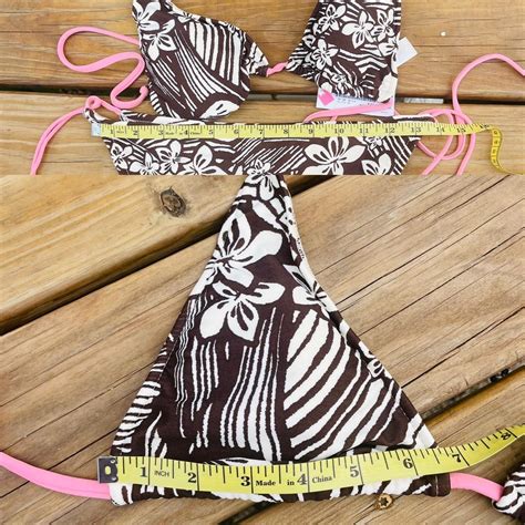 Brown White Floral Bikini Set NWT Deadstock S Sz Depop