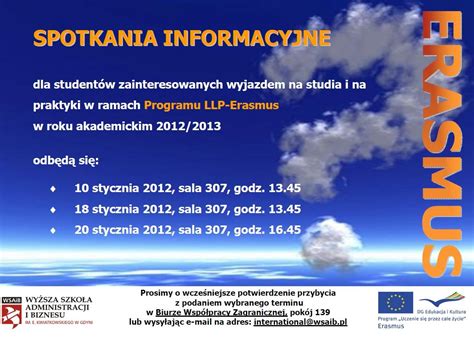 ERASMUS SPOTKANIA INFORMACYJNE WSAiB