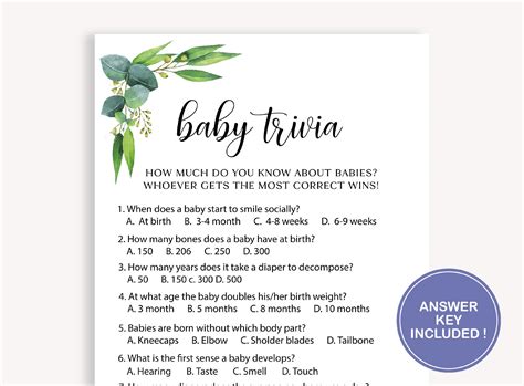 baby shower trivia game printable