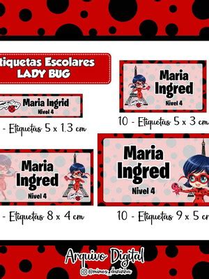 Lady Bug Etiqueta Escolar Compre Produtos Personalizados No Elo