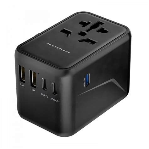 Powerology Universal Multi-Port Travel Adapter With 3 Type-C – Game Hub