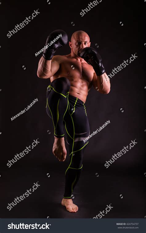 Muscular Fighter Naked Torso Boxing Gloves Stock Photo Shutterstock
