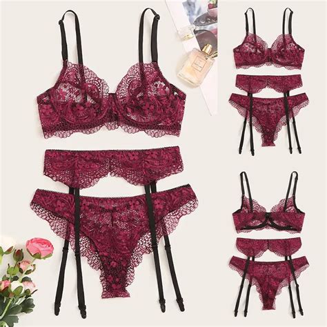 Micro Bikini Sexy Women Exotic Set Sexy Exquisite Lace Lingerie Bra Garter Briefs Set Babydoll