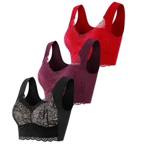 3 Pieces Lace Bra Plus Size Bra Women Underwear Bralette Crop Top Sexy