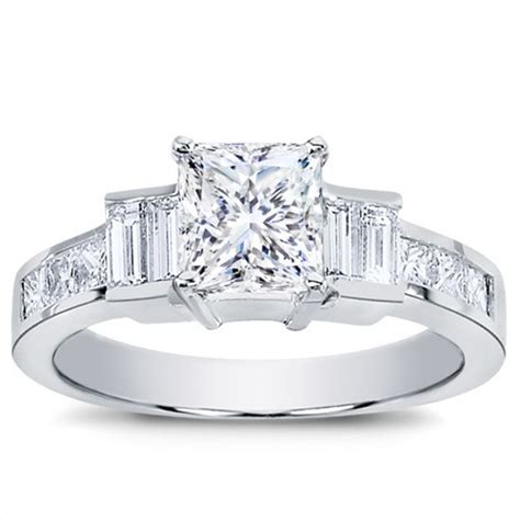 Princess Cut And Baguette Engagement Setting Adiamor