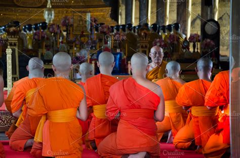 monks  buddhism temple  thailand people images creative market