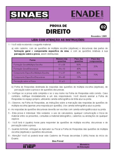 Provas Do Enade Direito - Prova do ENADE 2009 - Direito | PDF | Lei das Obrigações | Economia