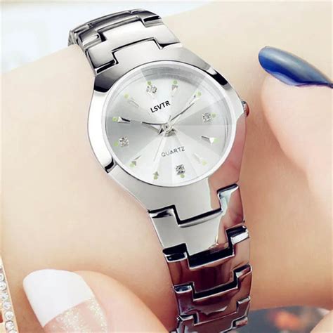 Часы для влюбленных, для женщин, серебряный браслет, нержавеющая сталь ...