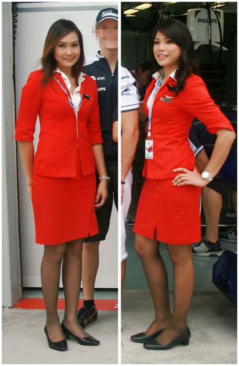 World Stewardess Crews Beautiful Red Hot Air Asia Stewardess Part