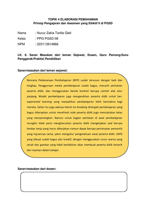 Assesmen Topik Elaborasi Pemahaman Topik Elaborasi Pemahaman