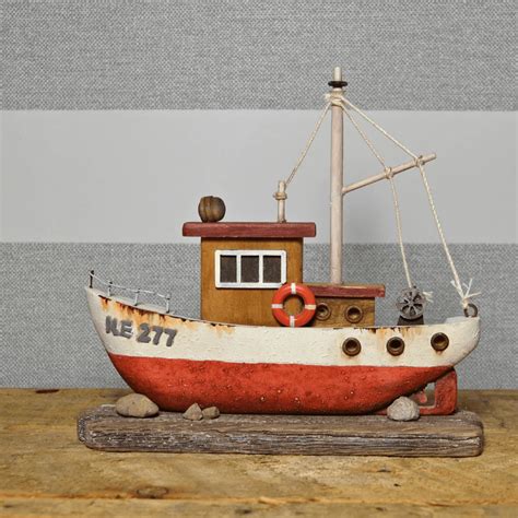 Nautical Themed Red Fishing Trawler Ornament Default Title Twobeeps