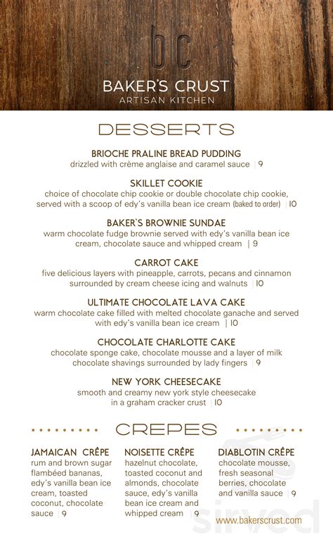 Baker's Crust @ Landstown Commons menu in Virginia Beach, Virginia, USA
