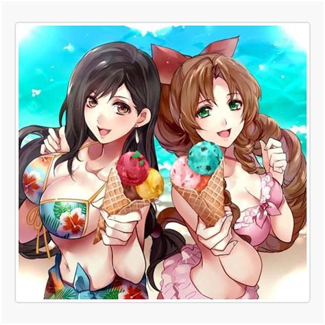 Onim Aerith Tifa Bikini Ice Cream Sticker Phone Decal Water Bottle Stickers Car Decals Funny