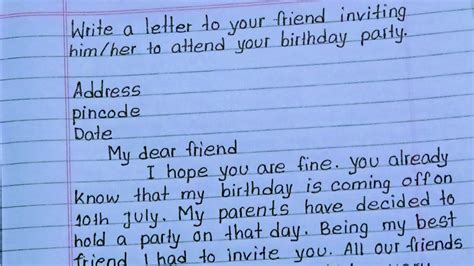 Invitation Letter For Birthday Party