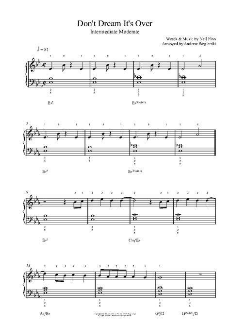 Don't Dream It's Over by Crowded House Sheet Music & Lesson ...