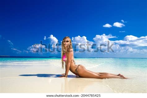 Elegant Sexy Woman Colorful Bikini On Stock Photo Shutterstock