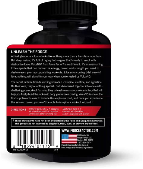 Force Factor Volcano Nitric Oxide Booster 120 Capsules For Enhanced