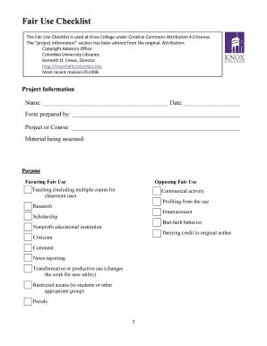 Fillable Online departments knox Fair Use Checklist - departments.knox ...