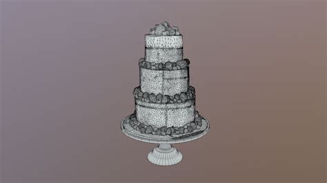 Semi Naked Berry Wedding Cake On Mosser Stand Model TurboSquid