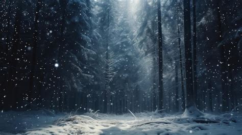 Premium Photo | Falling snow in the forest